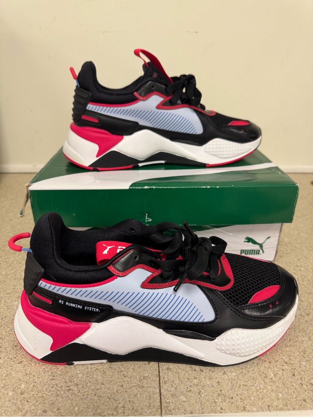 Puma Womens Black, Pink & White RS-Running System Sneakers